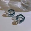 Korea Simple Fashion Acrylic Earrings for Women Trendy White Black Earings French Retro Geometric Transparent Female