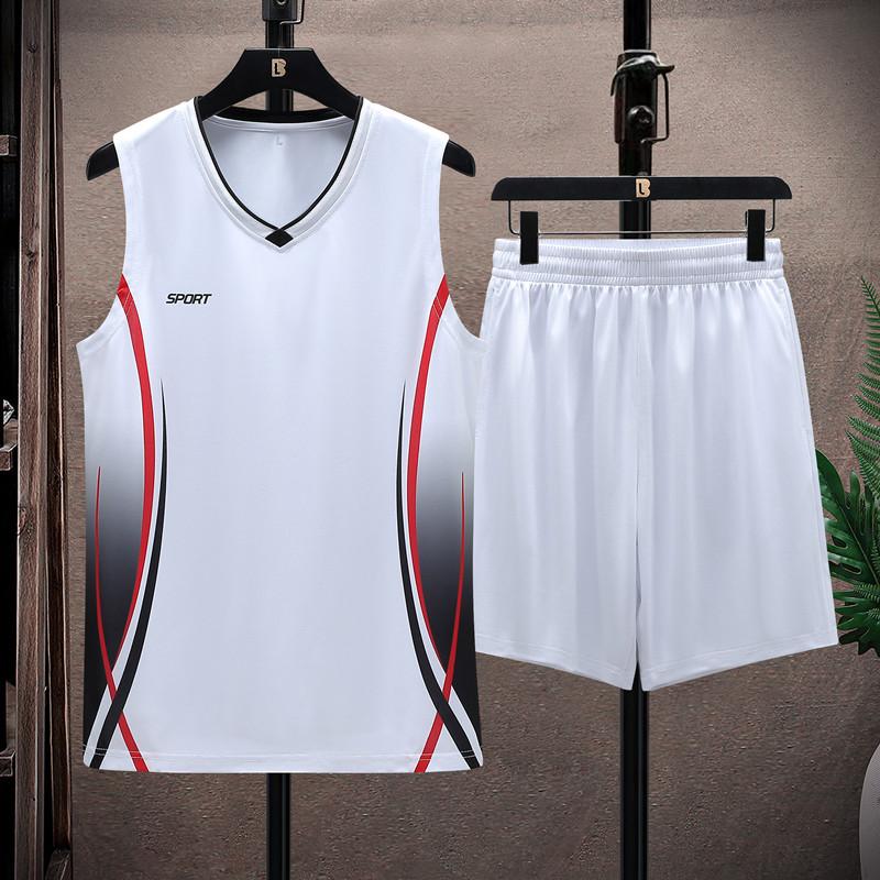 Спортивный костюм, мужская одежда для бега и фитнеса, дышащая футболка из ледяного шелка с короткими рукавами, быстросохнущий жилет, комплект из двух предметов