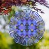 Metal Flower Wind Spinner Outdoor Decor Vibrant Purple Blue Rotating Hanging Garden Yard Window Art All Season Wind Chime with Petal Design