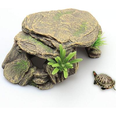 La La Pet® Домик-укрытие для рептилий Укрытия для рептилий Каменные укрытия из смолы Укрытия и пещеры для гекконов Декор для террариума ящериц Укрытие для мелких животных Платформа для принятия солнечных ванн для черепахи
