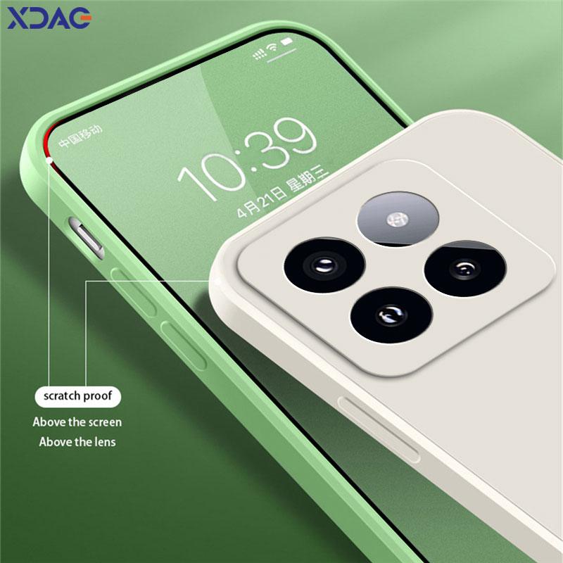Square Liquid Silicone Case Cover for Xiaomi Mi 14 Pro Soft Waterproof Mobile Phone Armor Xiaomi14 Mi14 14Pro Luxury Accessories