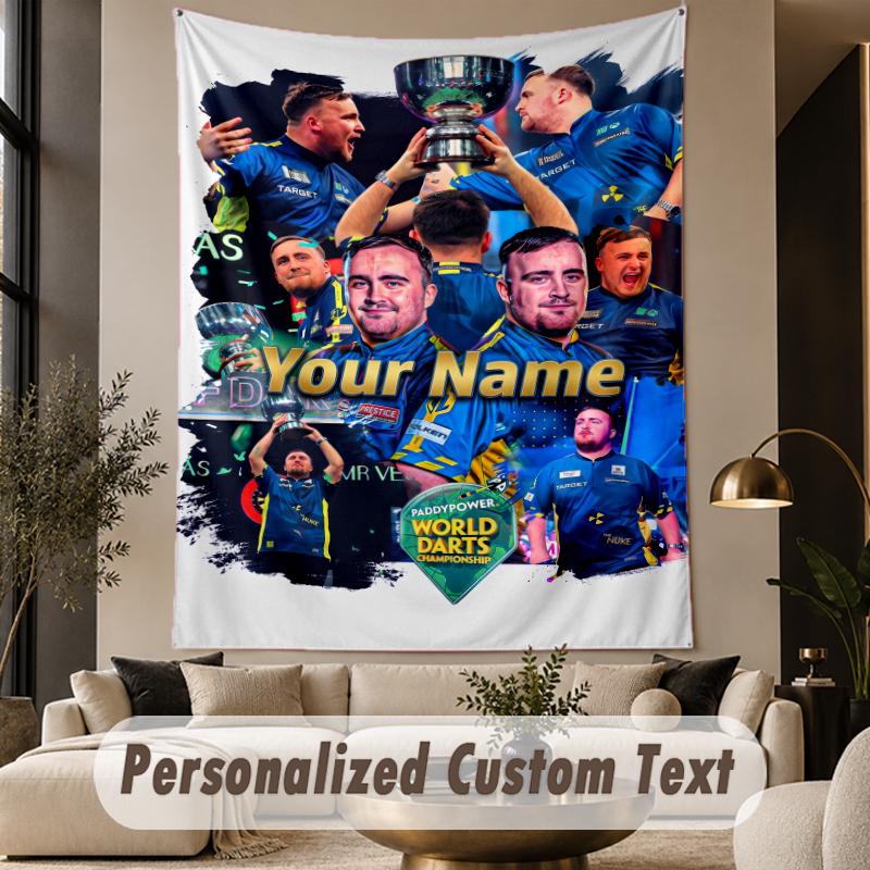 Custom Text Tapestry Luke Littler Print Wall Tapestry Indoor Living Room Wall Decor
