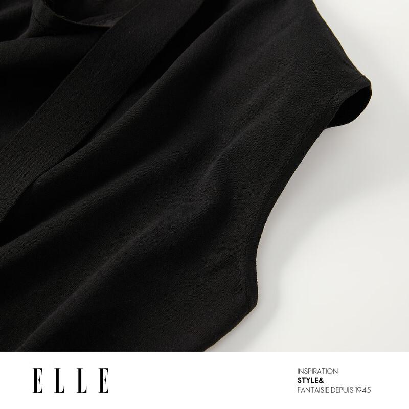 ELLE Черный вязаный топ без рукавов с воланами на воротнике