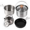 Camping Hiking Cookware Set Outdoor Portable Picnic Cookware Kit Stainless Steel Pot Frying Pan