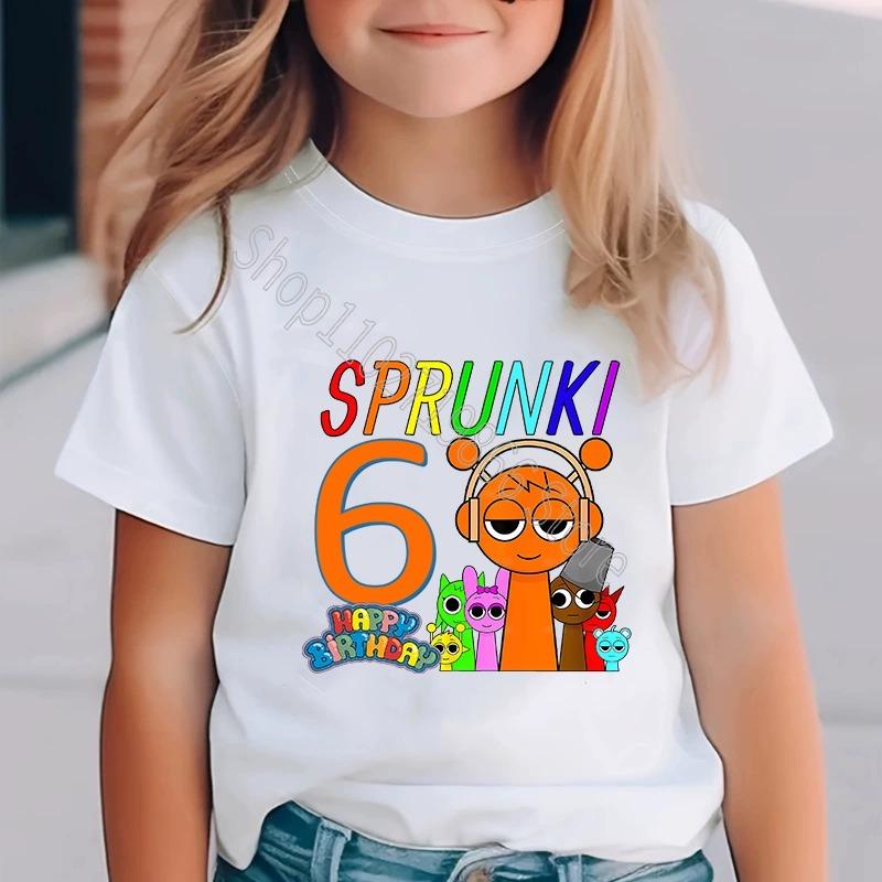 Cottom 100% Sprunki Incredibox Детская одежда для мальчиков и девочек Футболка для дня рождения с рисунком из мультфильмов и игр, с короткими рукавами, классные удобные топы