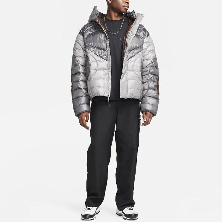 Nike Спортивная одежда Tech Pack Color Block свободный крой длинный рукав капюшон хлопковая куртка мужская куртка железно-серый FB7423-029