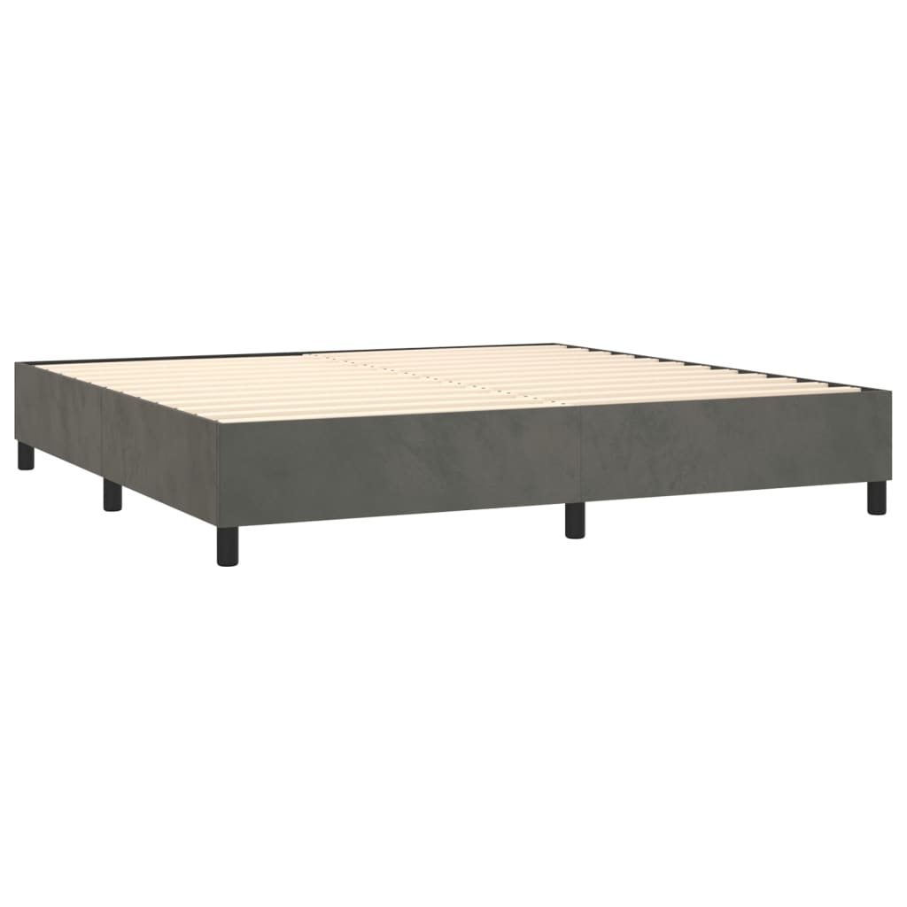 Box Spring Bed with Mattress Dark Gray 200 x 200 cm Velvet