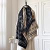New Brand Elegance Bow Print Scarf Soft Warm Fringe Pashmina Shawl Autumn and Winter Outdoor Coldproof Windproof Blanket