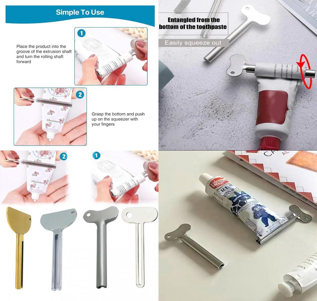 Ключ-выдавливатель для зубной пасты из нержавеющей стали, металлический пресс, инструмент для красоты