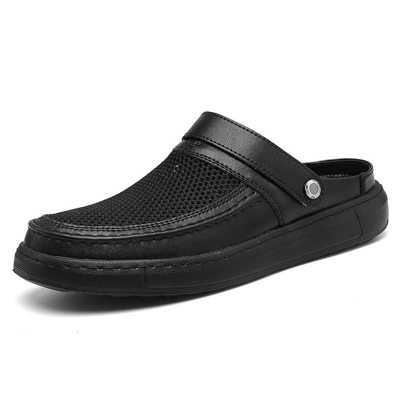 New Style Men's Breathable Slippers Men Lightweight Slides Non-Slip Anti-collision Toe Shoes for Men Outdoor Beach Flats Sandals