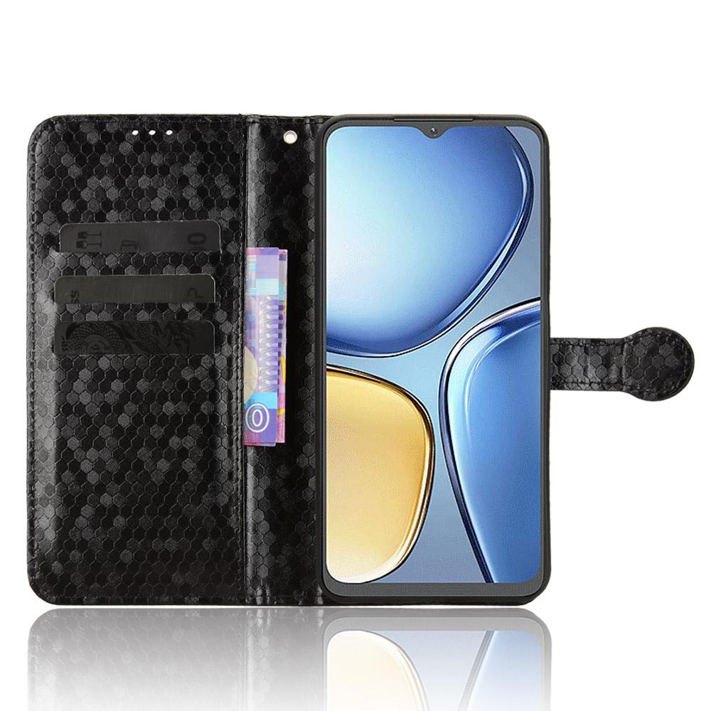 For itel A90 4G Wallet Case Dot Pattern Imprint PU Leather Phone Cover with Wrist Strap