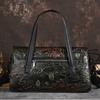 Johnature Retro Genuine Leather Women Bag Handmade Embossed Fashion Versatile Shoulder & Crossbody Bags