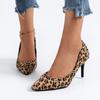 Suede Leopard Print High-heeled Shoes 2024 New European American Shallow Mouth Simple Pointed Thin Follow-up Shoes Zapatos Mujer
