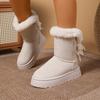 Теплые зимние сапоги на толстой подошве женские 2025 зимние новые большого размера маффины с флисом и утолщенным шерстяным голенищем полусапоги хлопковые