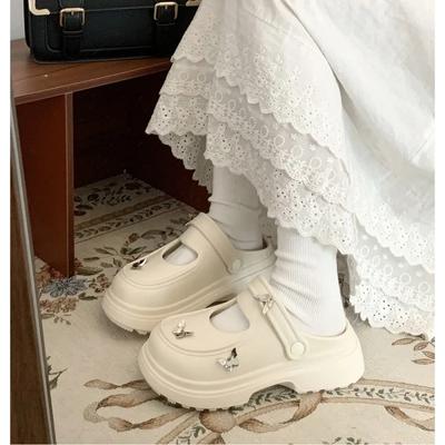 Мода 2024 года, украшенные бабочками тапочки Baotou, женские летние туфли без застежек Mary Jane для женщин, женские сандалии на толстой подошве для активного отдыха