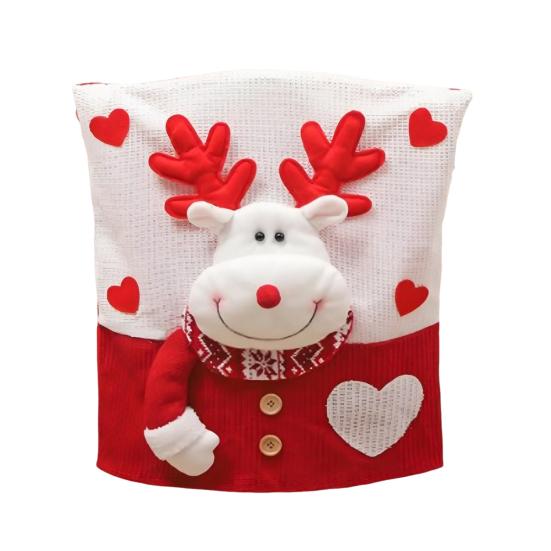 Christmas Chair Cover Snowman Santa Claus Deer Shape Christmas Themed Back Cover Restaurant Seating Decor