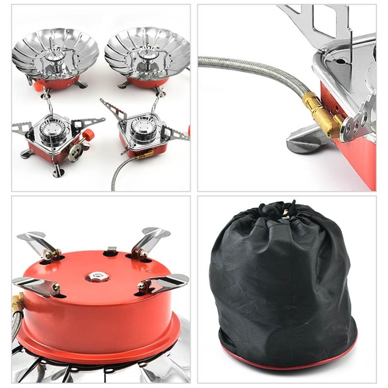 Портативная ветрозащитная плита из нержавеющей стали, складная печка для горелки, складная металлическая газовая плита для кемпинга, туристические принадлежности