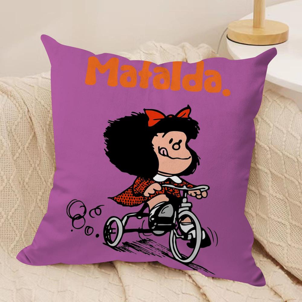 Cartoon MMafalda Cushion Cover Soft Plush DoubleSided Printed Sofa Pillow Cushion Cover  Cozy AllSeason Durable Decor Gift