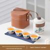 Hayuqi Mutton Fat Jade Porcelain Landscape Travel Tea Set