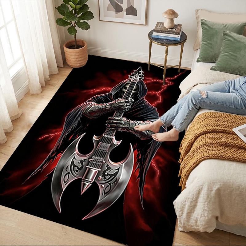 Guitar Reaper Living Room Nonslip Area Rug Soft Carpet For Bedroom Game Playroom Sofa Office Home Decor Doormat Christmas Gift