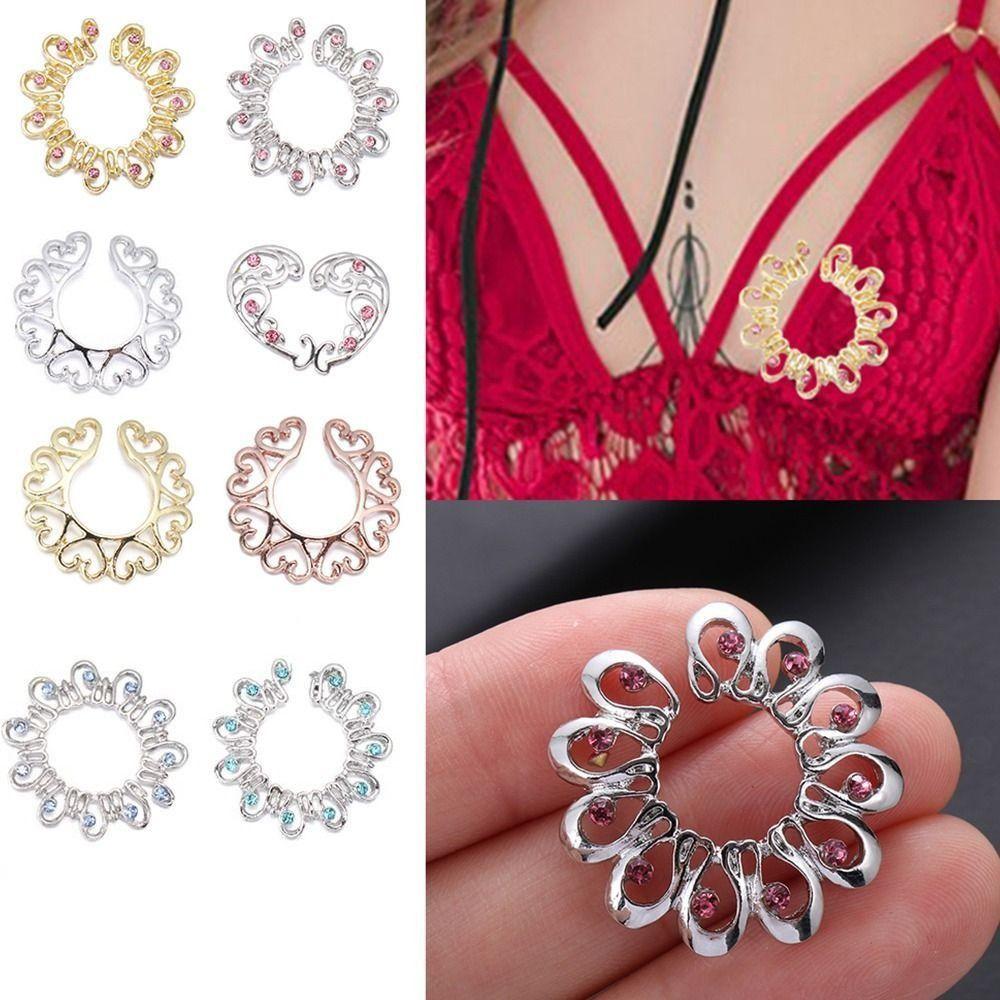 Сексуальный зажим для сосков без пирсинга Гальванопокрытие Без пирсинга Кольцо для сосков-обманка Женщина