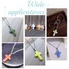 14Pcs 7 Styles Gemstone Cross Pendants with Stainless Steel Color Plated 201 Stainless Steel Snap on Bails Mixed Dyed and Undyed