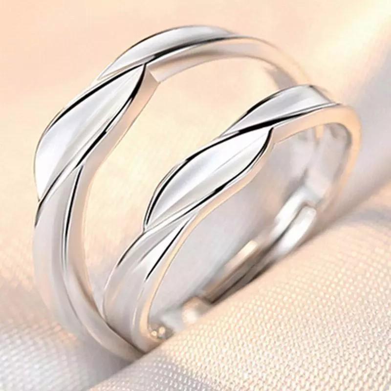 1 pair/pack Fanshion Couple Rings Simple Pair Rings Simulation Diamond Ring Open Size Zircon Classic Ring Couple Wedding Rings Jewelry Gift