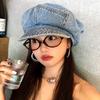 Облачная восьмиугольная кепка Винтажная кепка с козырьком Модная выстиранная джинсовая беретка Женская