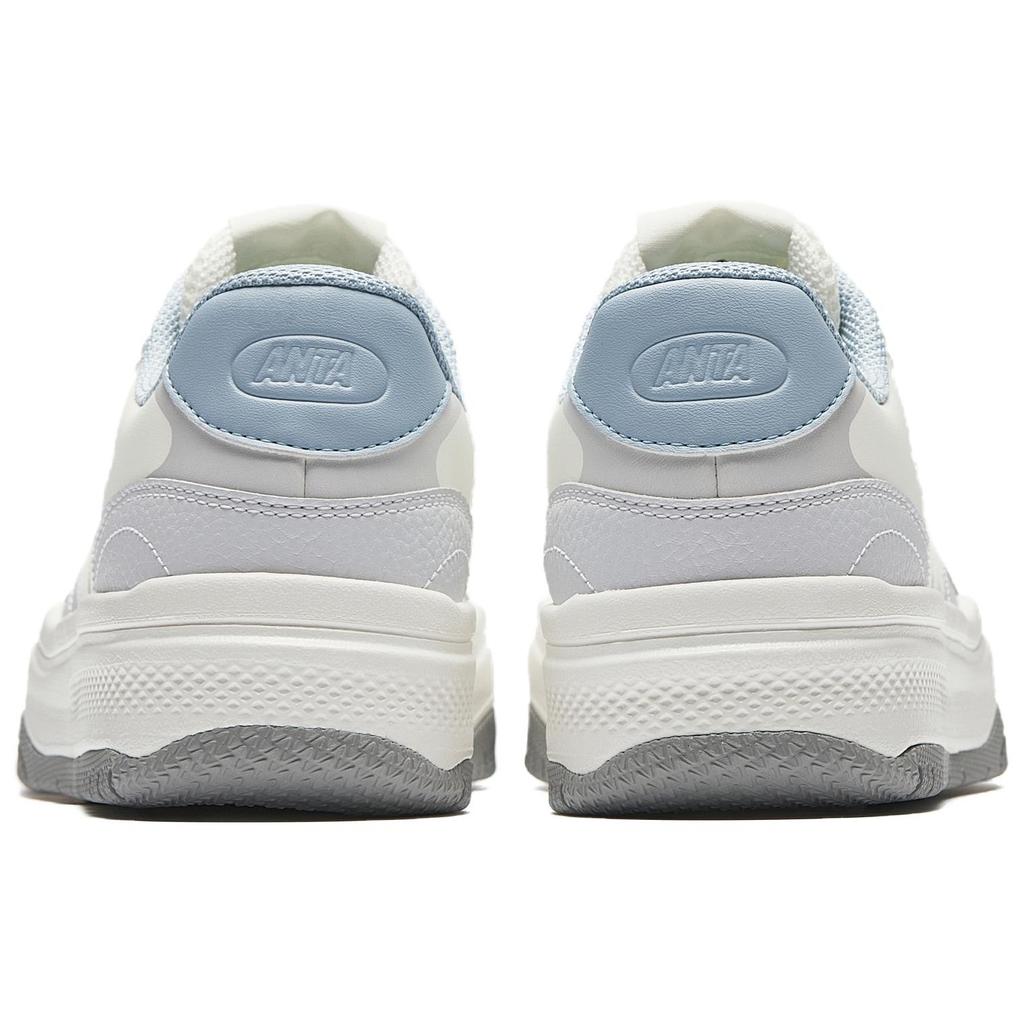 Anta Simple Versatile Wear-Resistant Lightweight Low-Top Skate Shoes Women Sneaker White Gray Blue 922528077-2