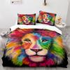 Lion Duvet Cover Set 3D Print Wild Animal Under Sunshine King Queen Size For Teens Kids Bedding Set Polyester Comforter Cover