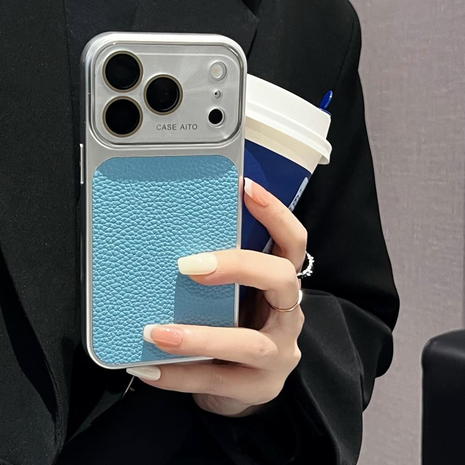 Official Lychee Leather Big Window Phone Case For For Iphone 17 13 14 1 16 Pro Max 16Pro 17Pro Candy Len Camera Protector Cover