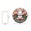 Cute Tulip Rabbit Wooden Hanging Sign, Aesthetic Room Decor for Door, Living Room & Bedroom, Sweet Pastoral Style Wall Plaque