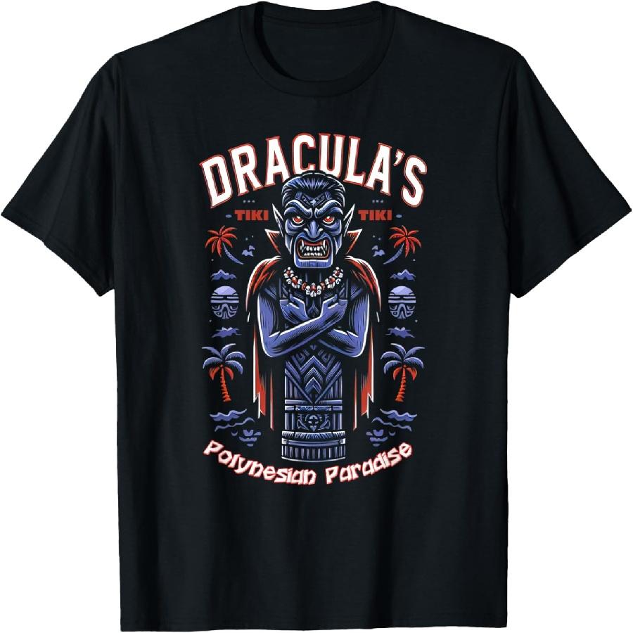 Полинезийский Рай Дракулы - Вампирский Тики-Бар Тропическая Футболка