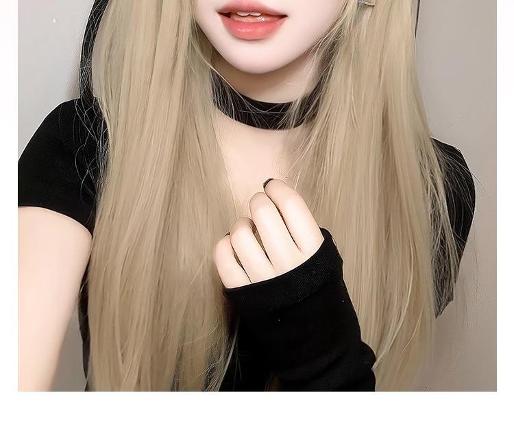 Platinum Blonde Long Wig for Women - Mi Haisha Cosplay Lolita Full-Cover Straight Hairstyle Set