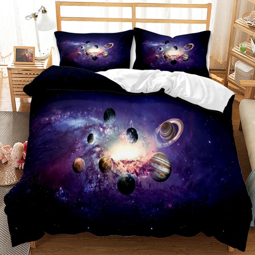 Starry Sky Star Hole Cover Quilt Cover Three-Piece Set Home 3D Printing Digital Bed Sheet
