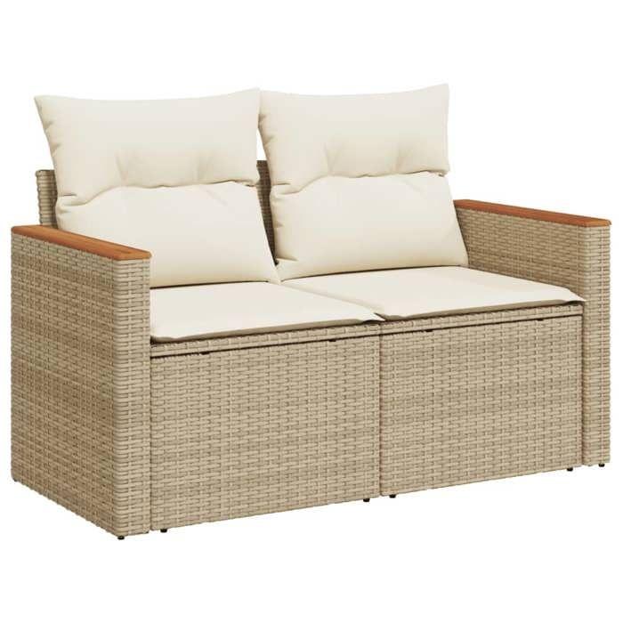 VidaXL Salon de Jardin avec Coussins 11 pcs, Canapés de Terrasse, Ensemble de Meubles de Patio, Mobilier d'Extérieur, Beige 3226086