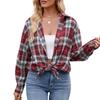Spring and Autumn Women's Casual Fashion Street Loose Plaid Long Sleeve Shirt