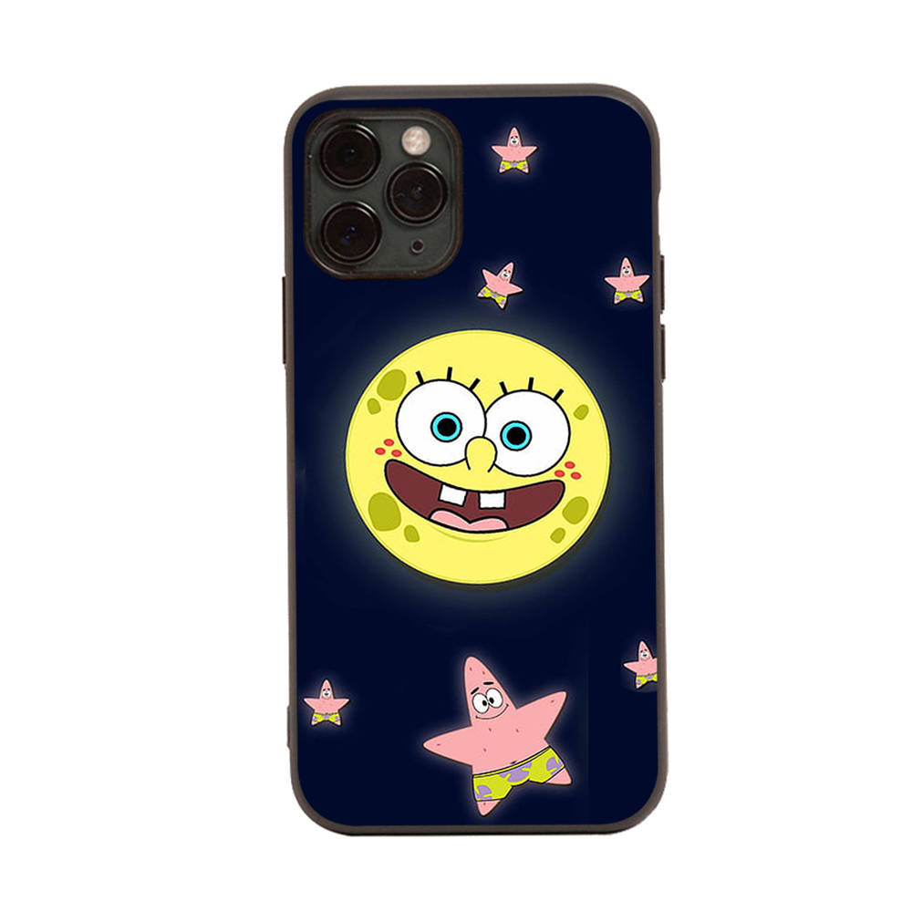 PB6 SpongeBob Black Sofe Case for iPhone 16 15 Plus 14 13 Pro 8 SE XR XS Max P30 Nova 5T Y5P Y6 Y7 Y8P Y9 Realme C30 C33 C31 VIVO Y36 V27