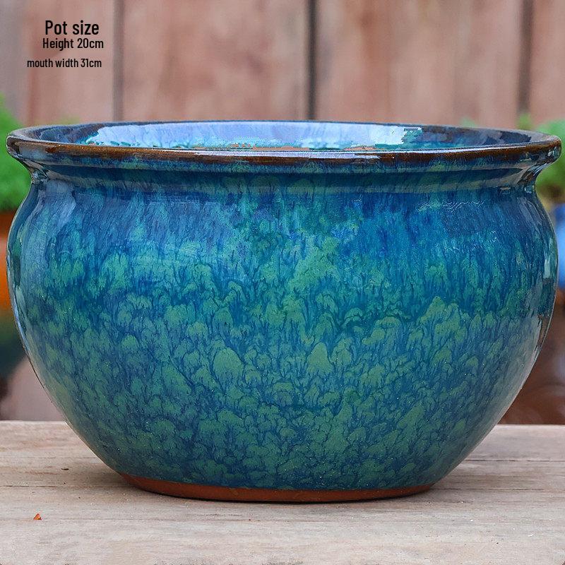 Handmade Retro Ceramic Pot: Large Opening Succulent & Flower Planter for Chlorophytum, Rose, Orchid, & Green Plants