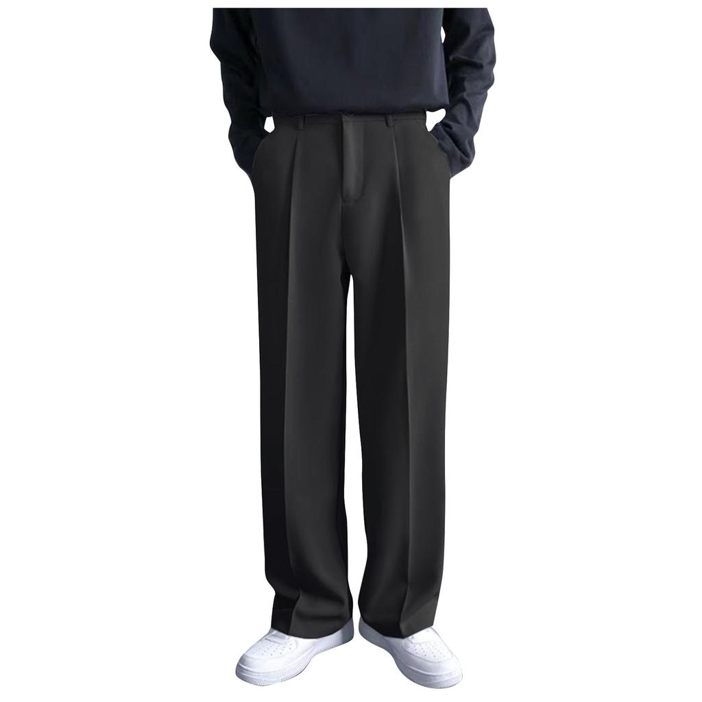 Мужские повседневные деловые свободные однотонные драпированные прямые деловые брюки Мужские повседневные брюки