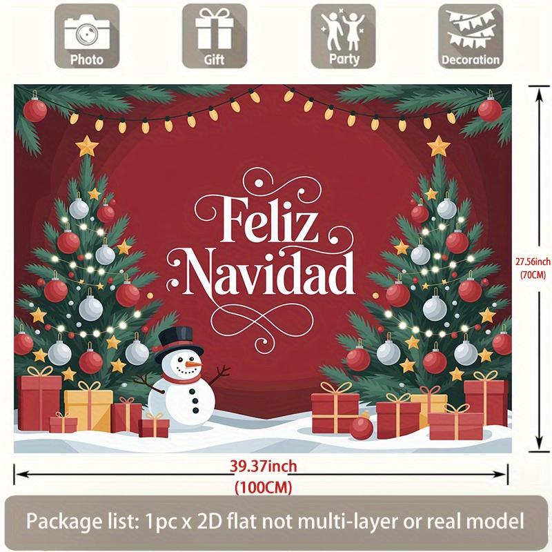 1 piece set of Spanish Merry Christmas banner - red and gold party decoration with gift