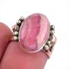 Кольцо из серебра 925 пробы с натуральным родохрозитом, двухцветное, размер 5,5 L3u18