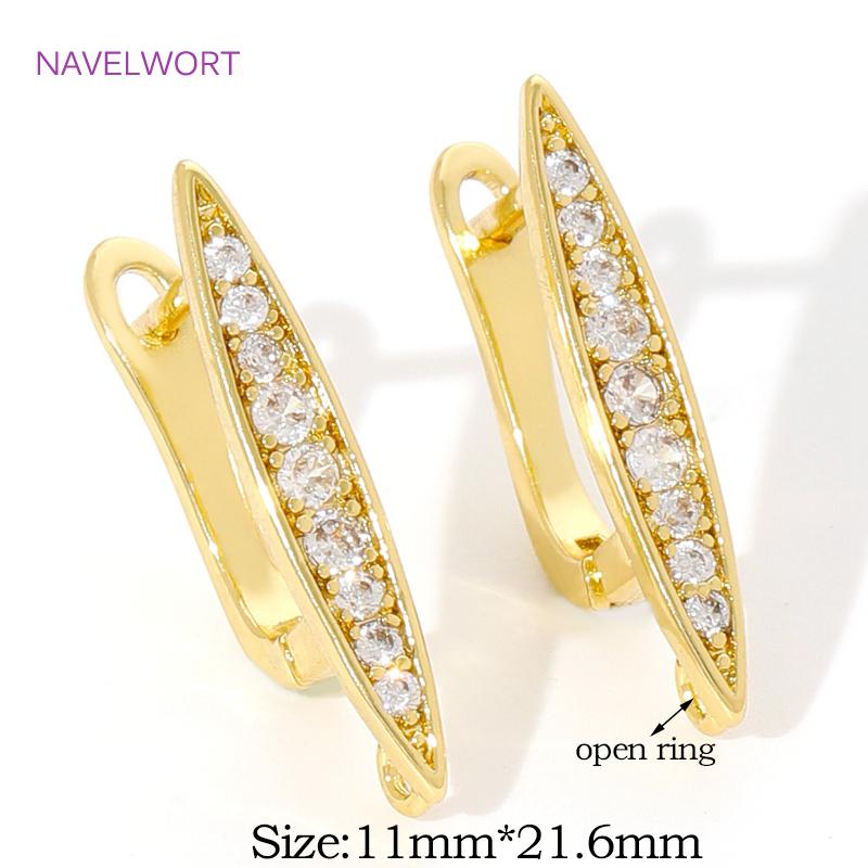 18K Gold Plated Brass Earring Hooks Clasp Accessories,Earwires Fasteners,Inlaid Zircon Earring Fixtures,Accessories For Earrings