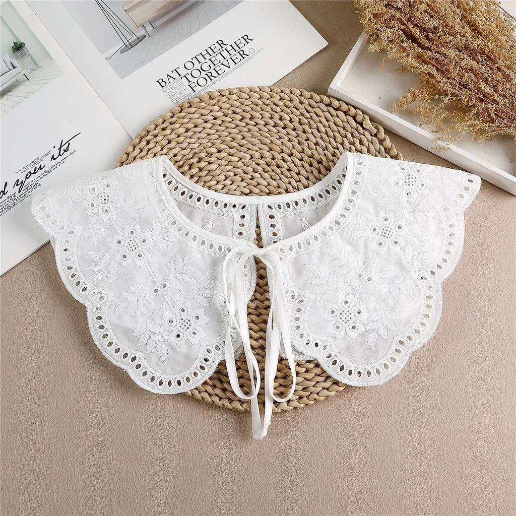 Summer Bow Tie Shawl White Fake Collars for Women Removable Dress Detachable Collar Wrap Shawl  False Collar Decor