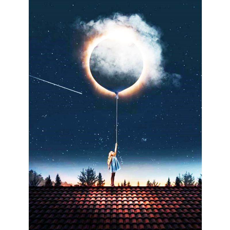 5D DIY Алмазная картина Луна Вид Алмазная вышивка Набор для вышивки крестом Полный горный хрусталь Мозаика Домашний декор