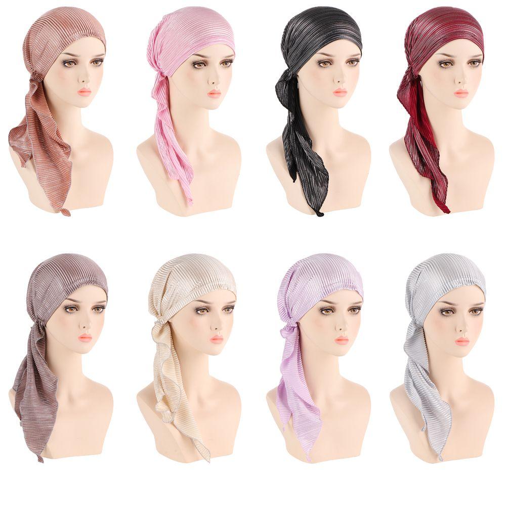 Head Cover Women Headwrap Headscarf Turban Muslim Hijab Cancer Chemo Cap Pre-Tied Bonnet Beanie Cap