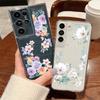 Fashion Flower Pattern Slim Clear Phone Case For Samsung S25 Ultra S24 FE S23 A16 A56 A55 A36 A15 A35 A25 Soft Silicone Shockproof Transparent Cover