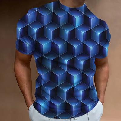 Забавная мужская футболка Топы 3d Абстрактная геометрия Принт Футболка для мужчин Летний тренд Простая свободная футболка Повседневная дышащая мужская одежда