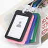 Унисекс Рабочий Цветной Держатель для ID-карты Шнурок Держатели для Бейджей Идентификационная Папка Двойной Прозрачный Для Выставок Школы Ремешок На шею Подвешивание