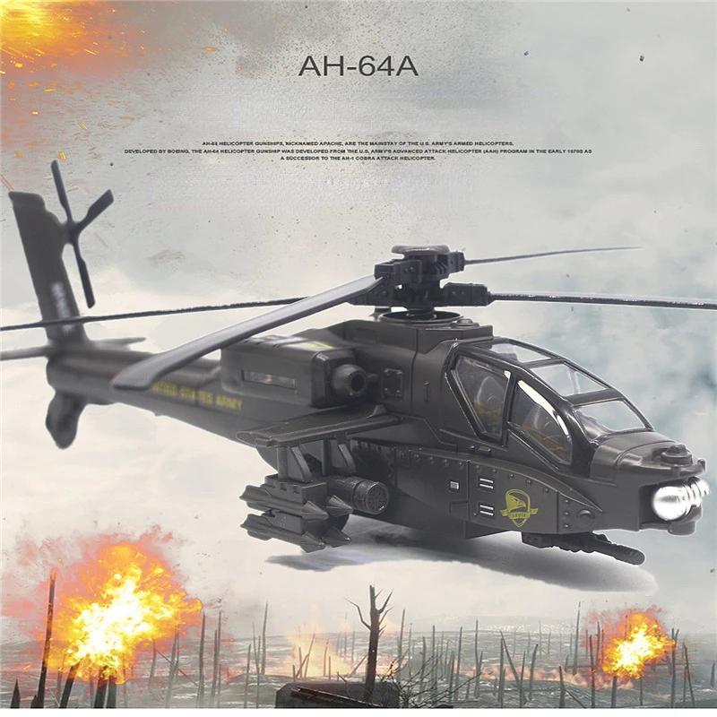 Модель вооруженного вертолета Apache Акустооптическая Модель военного самолета Игрушка Украшение Подарок FJ16